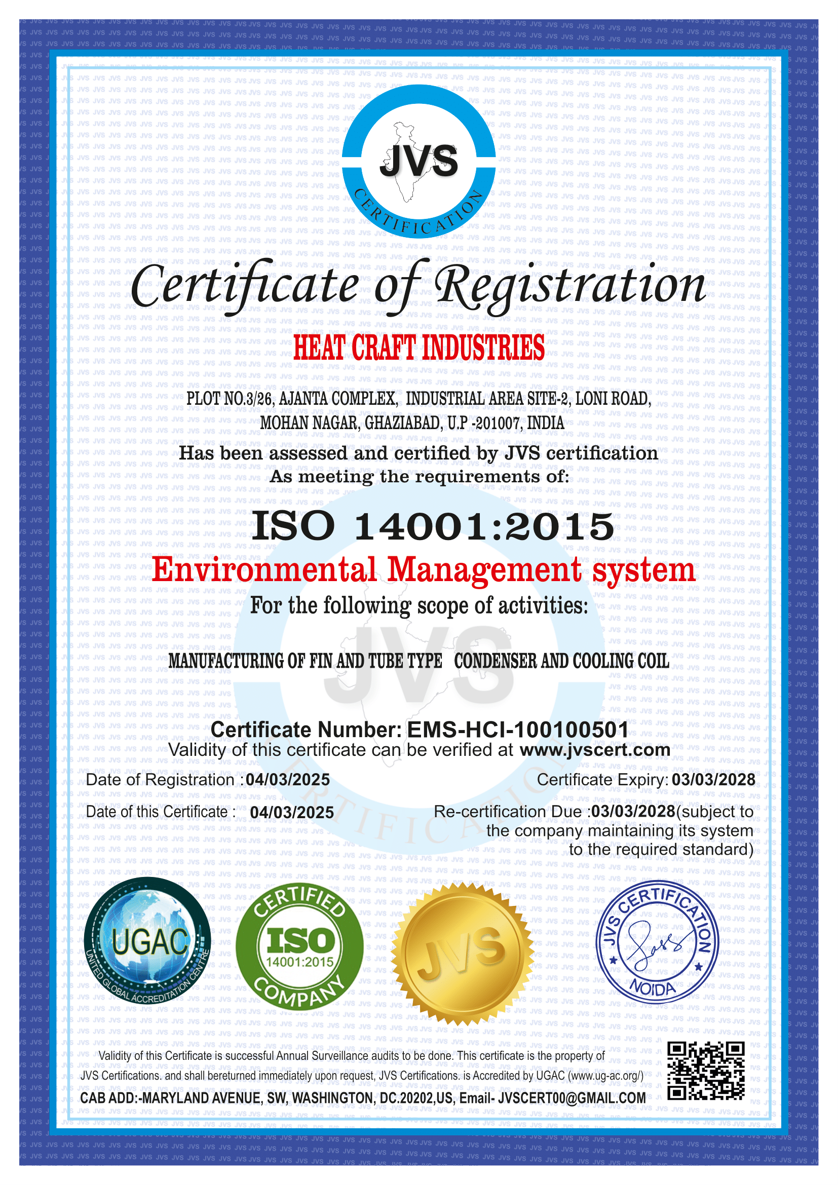 ISO 14001 Certificate